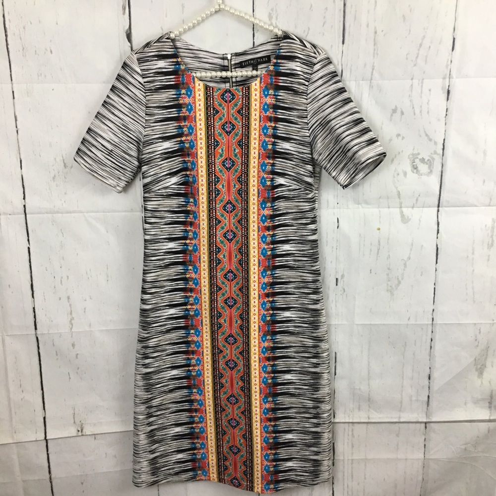Fifth & Park Batik Sheath Dress size 8